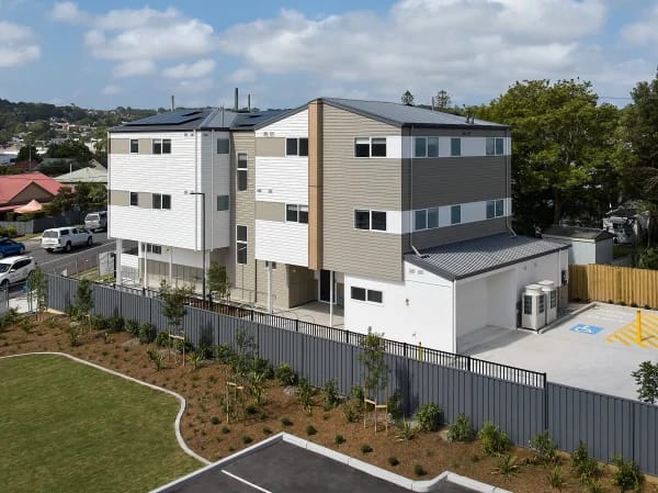 Building Certifiers Cardiff - Dual Boarding Houses by SNL Building - Multi-story building at mid-level view from drone - from South-Western view.